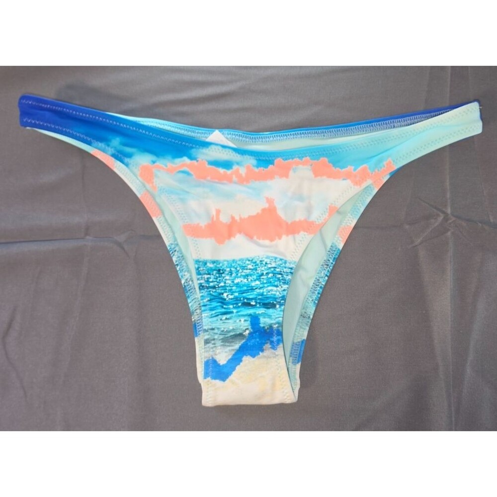 Aerie Beach Scene Water Blue Swim Bathing Suit Bottom Cheeky XS New